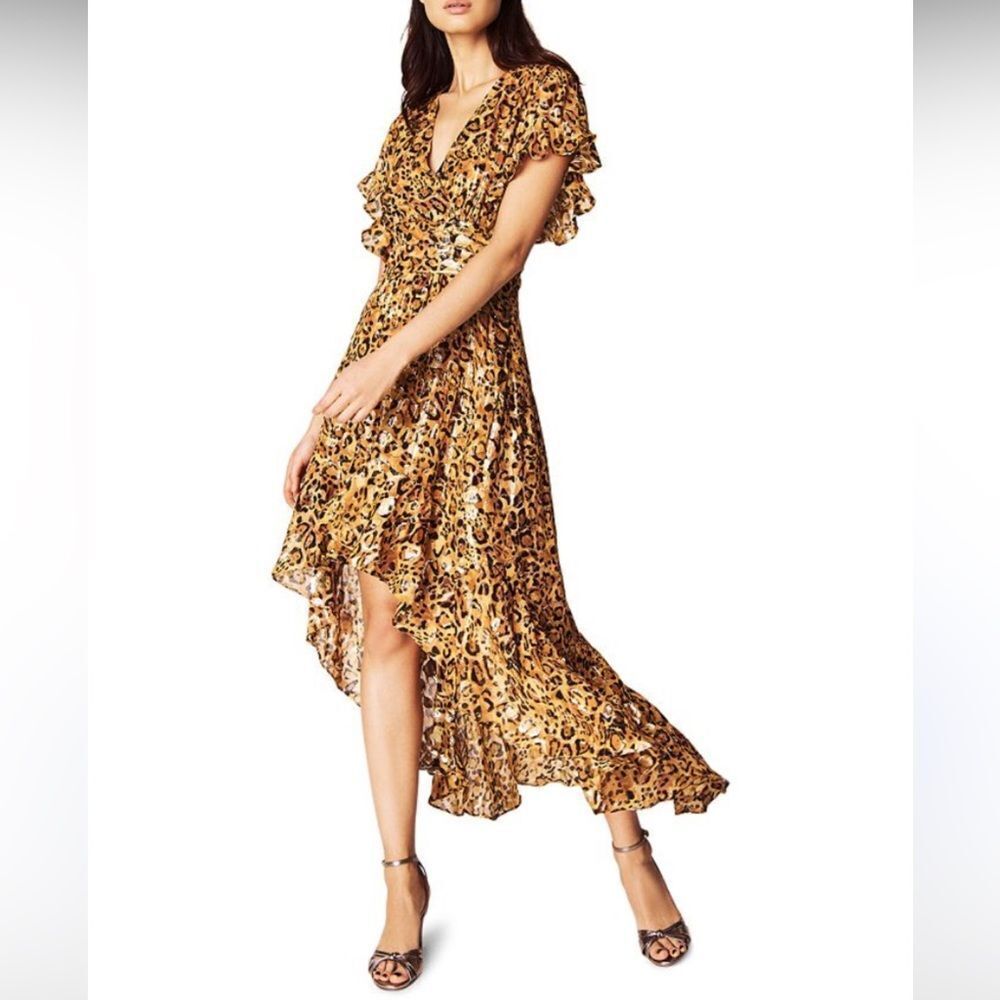 Ba&Sh Metallic High-Low Dress in leopard Gold, S